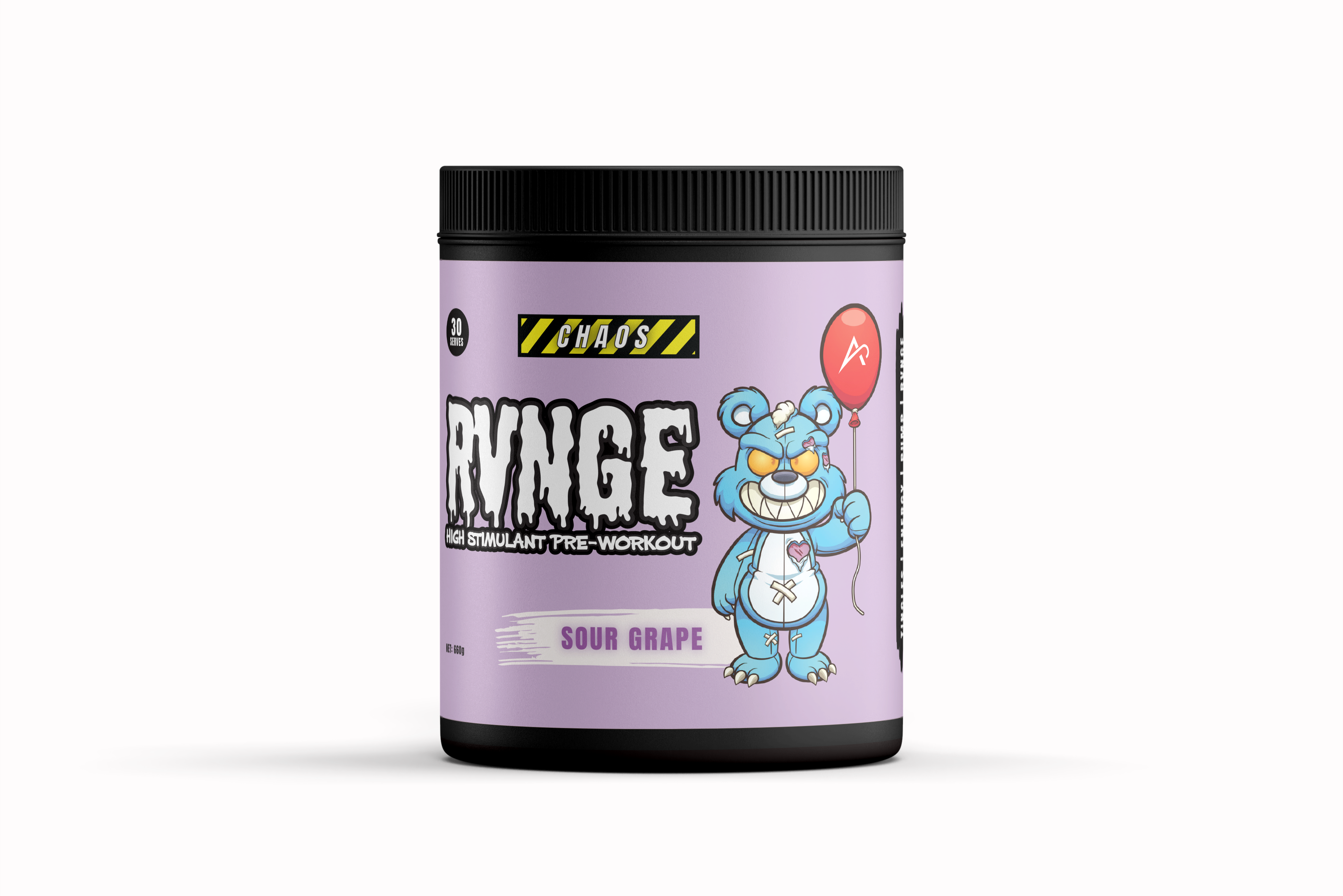 RVNGE High Stimulant Pre-Workout 630g (RED SOUR STRAPS) - Sour Grape image